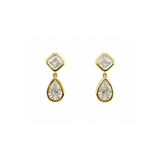 Emerald and Pear Cut 18K Diamond Drop Earrings-Emerald and Pear Cut 18K Diamond Drop Earrings