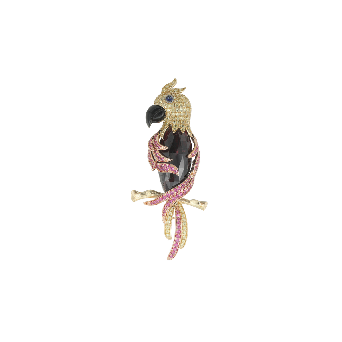 Multi Colored Stones Parrot Brooch