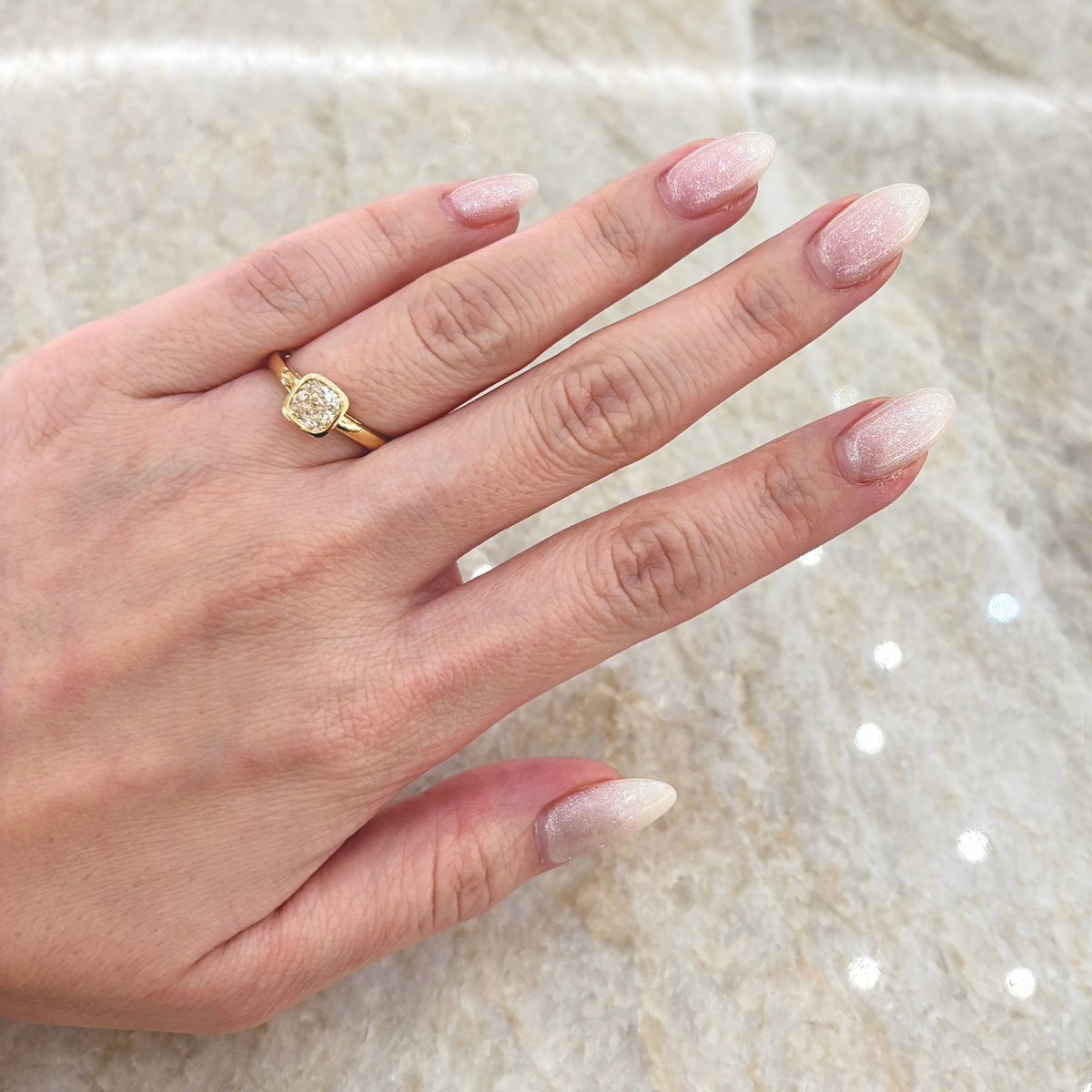 Cushion Diamond Bezel-set 18K Ring