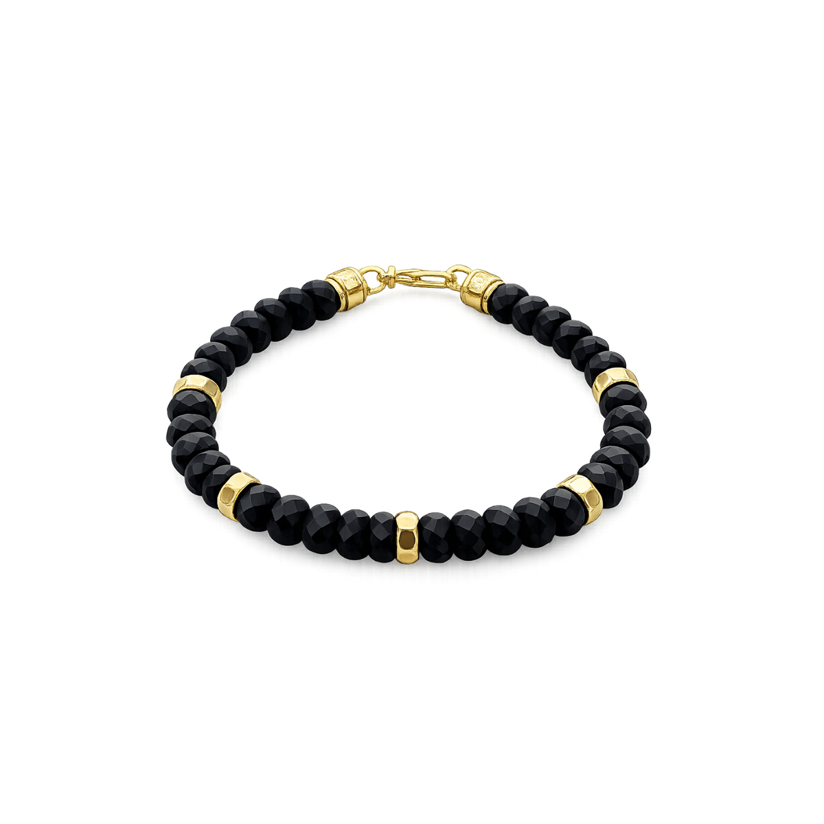 Gabriel & Co.14K Yellow Gold Black Onyx Beaded Bracelet 8" TBM2130Y4JOX