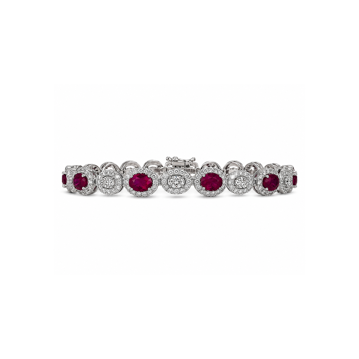 18K Ruby Diamond Halo Bracelet