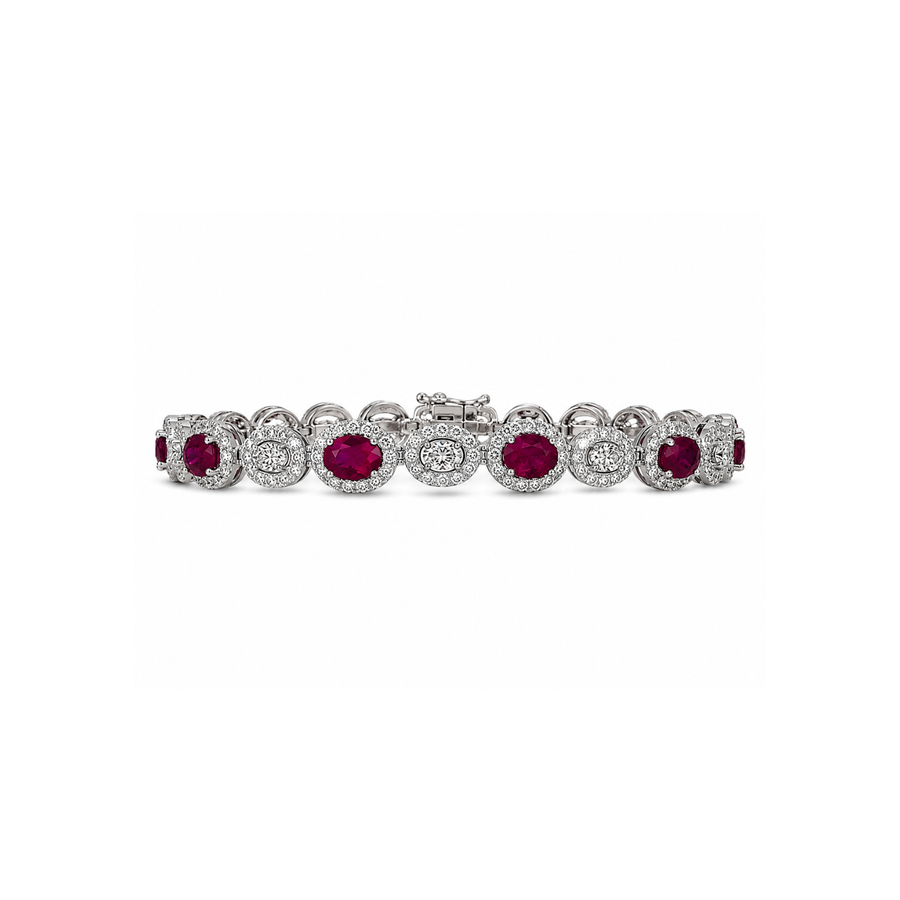 18K Ruby Diamond Halo Bracelet