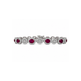 18K Ruby Diamond Halo Bracelet-18K Ruby Diamond Halo Bracelet