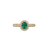 18K Emerald Diamond Halo Ring-18K Emerald Diamond Halo Ring
