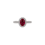 18K Ruby Diamond Halo Ring-18K Ruby Diamond Halo Ring 