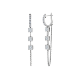 White Gold Princess Cut Diamond Linear Drop Earrings-White Gold Princess Cut Diamond Linear Drop Earrings