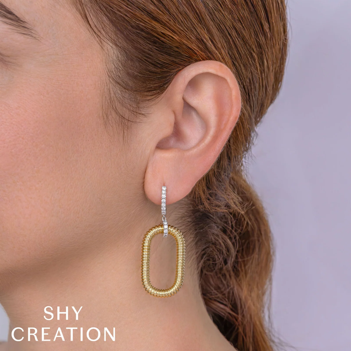 Shy Creation Diamond Ribbed Piped Earrings 0.63 CT