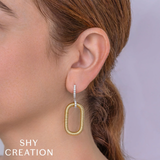 Shy Creation Diamond Ribbed Piped Earrings 0.63 CT-Shy Creation Diamond Ribbed Piped Earrings 0.63 CT