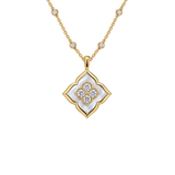 Mother-of-Pearl Diamond Clover Pendant Necklace-Mother-of-Pearl Diamond Clover Pendant Necklace