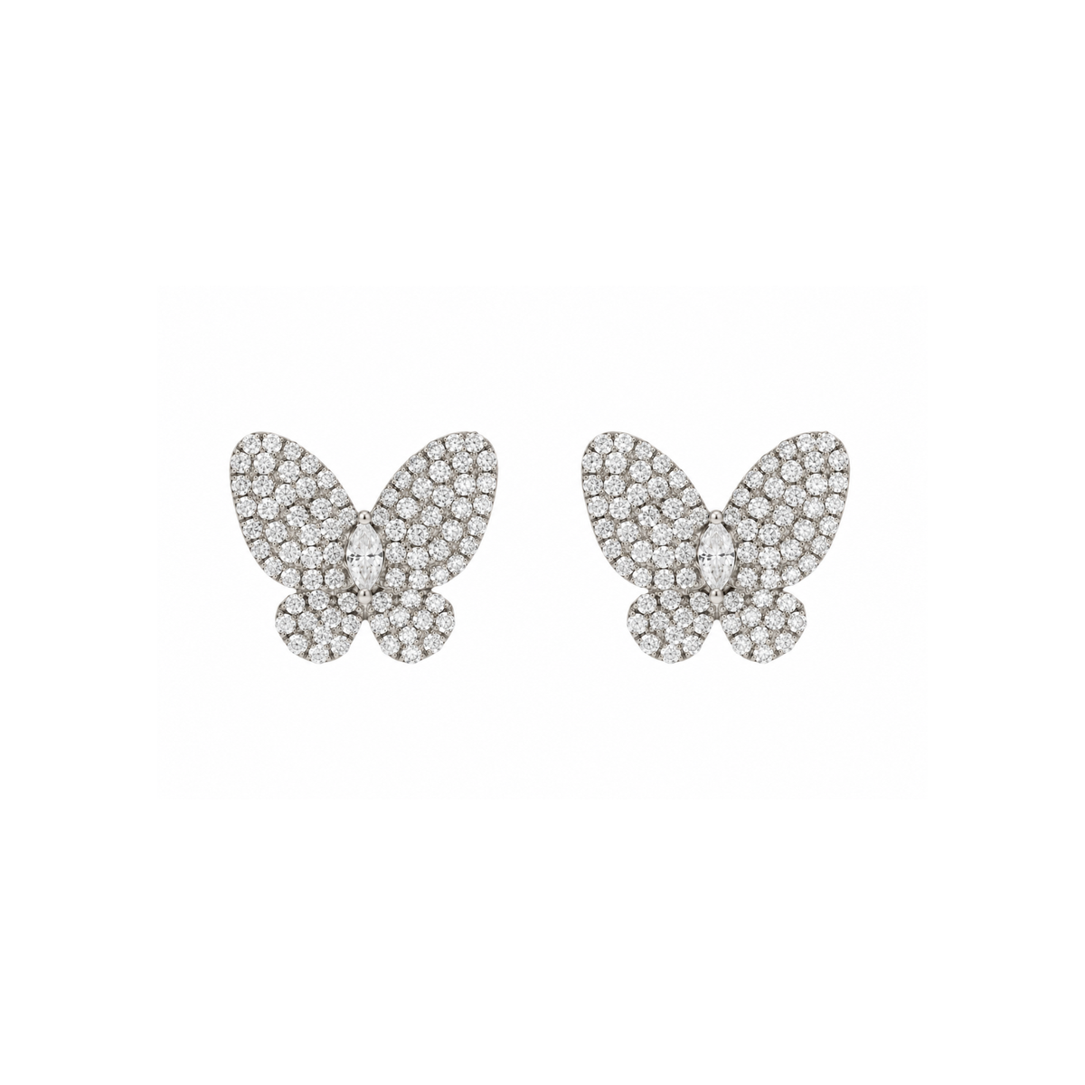 Butterfly Diamond Pavé White Gold Earrings