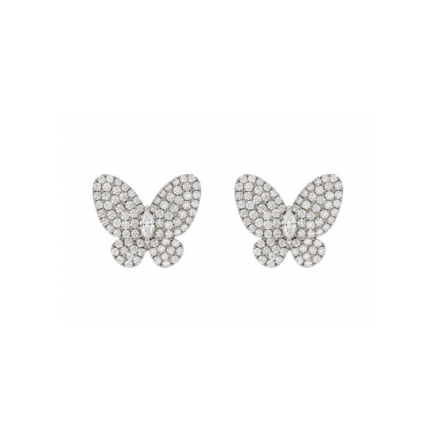Butterfly Diamond Pavé White Gold Earrings