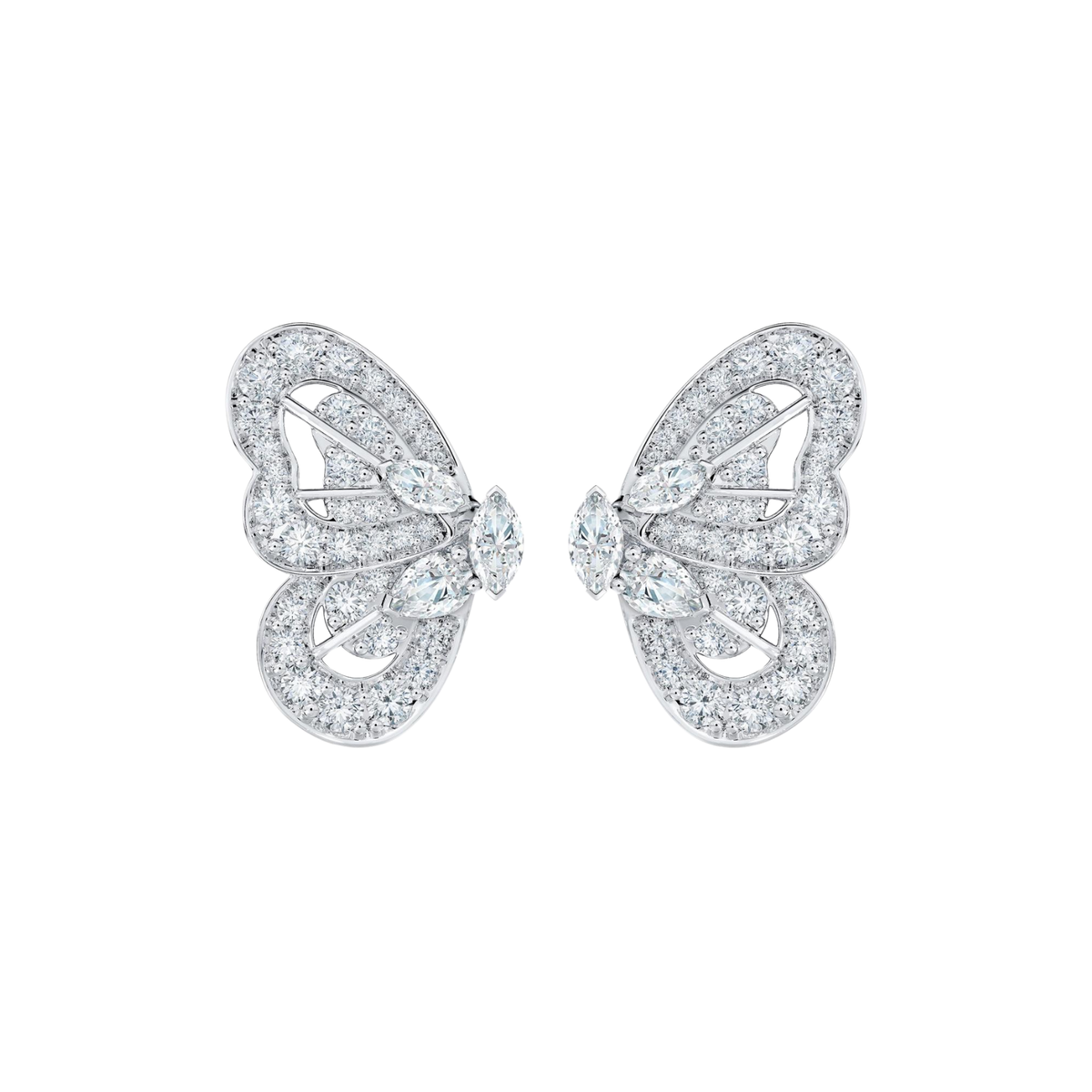 De Beers Portraits of Nature Butterfly Earrings in White Gold E10349800A000