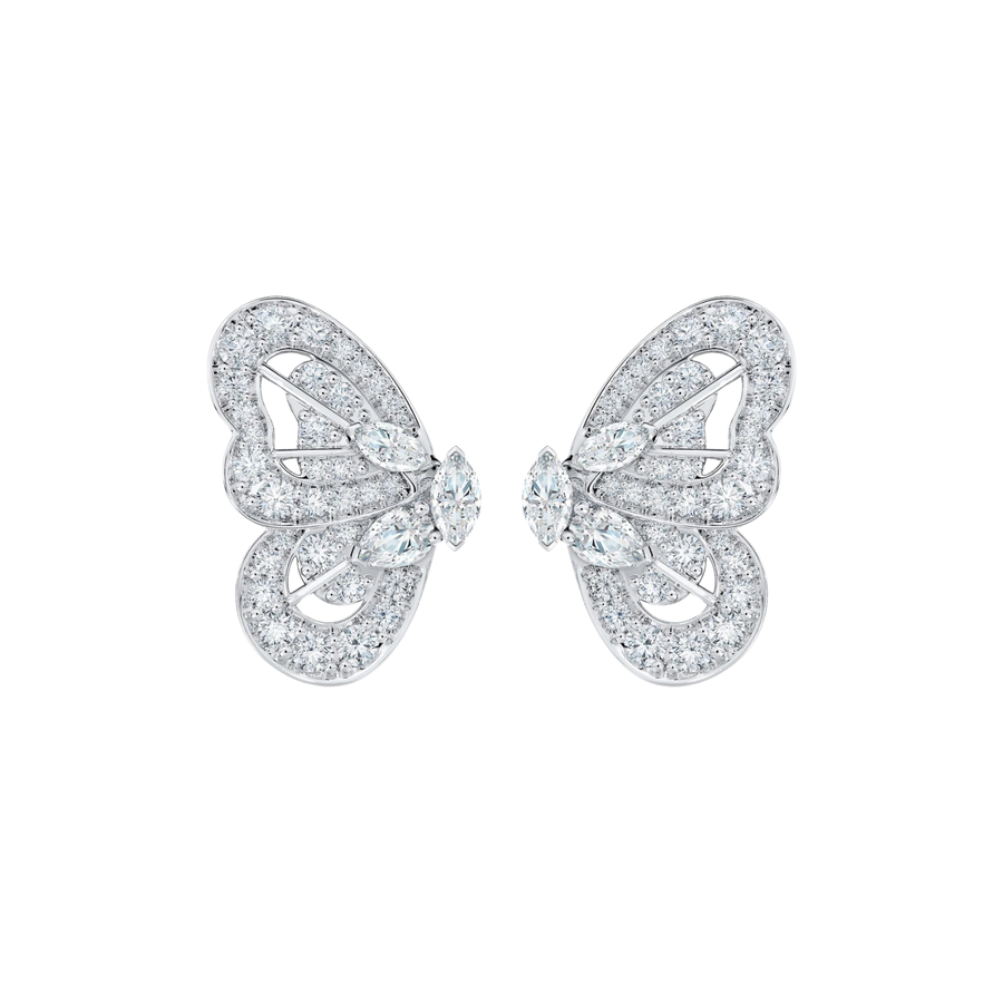 De Beers Portraits of Nature Butterfly Earrings in White Gold E10349800A000
