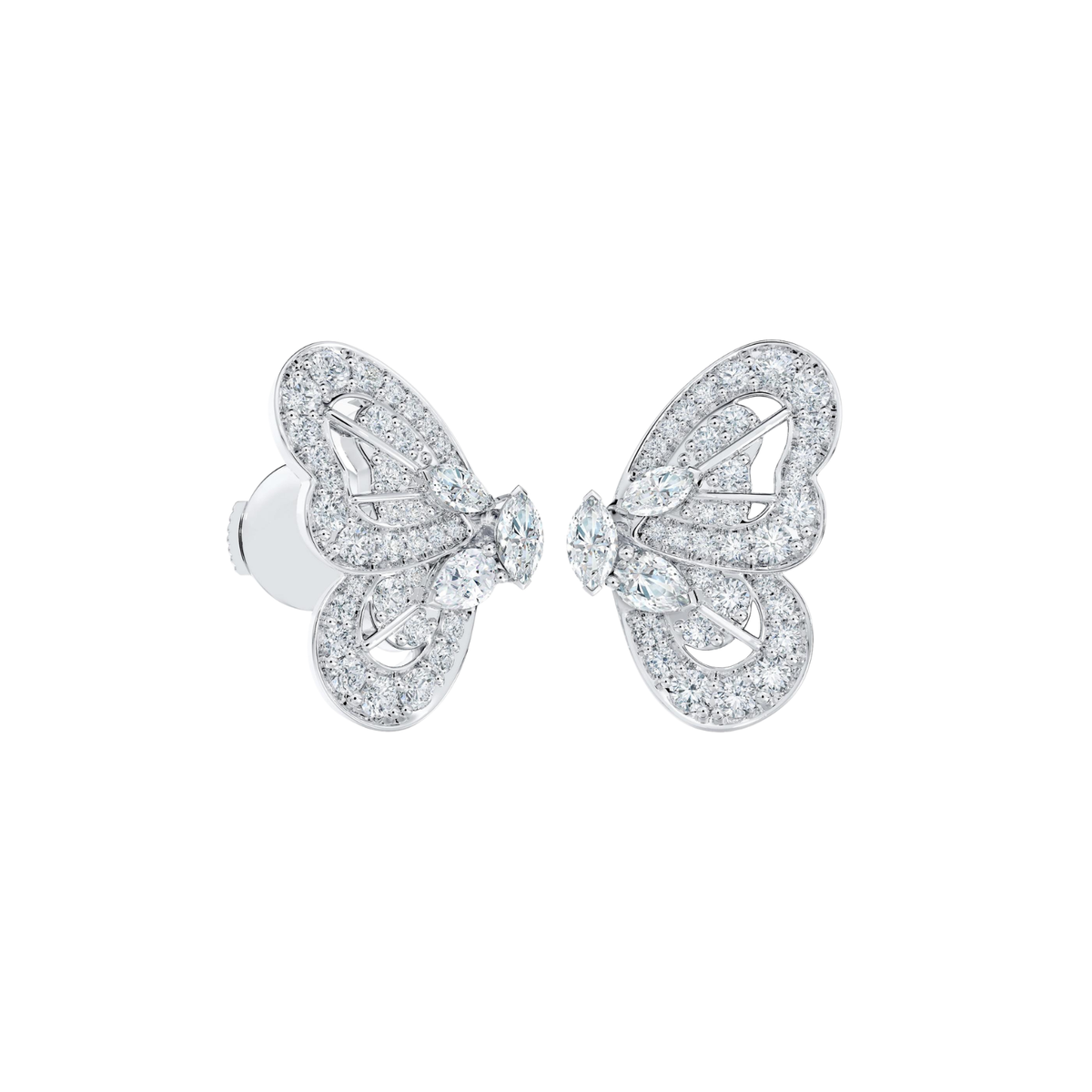 De Beers Portraits of Nature Butterfly Earrings in White Gold E10349800A000