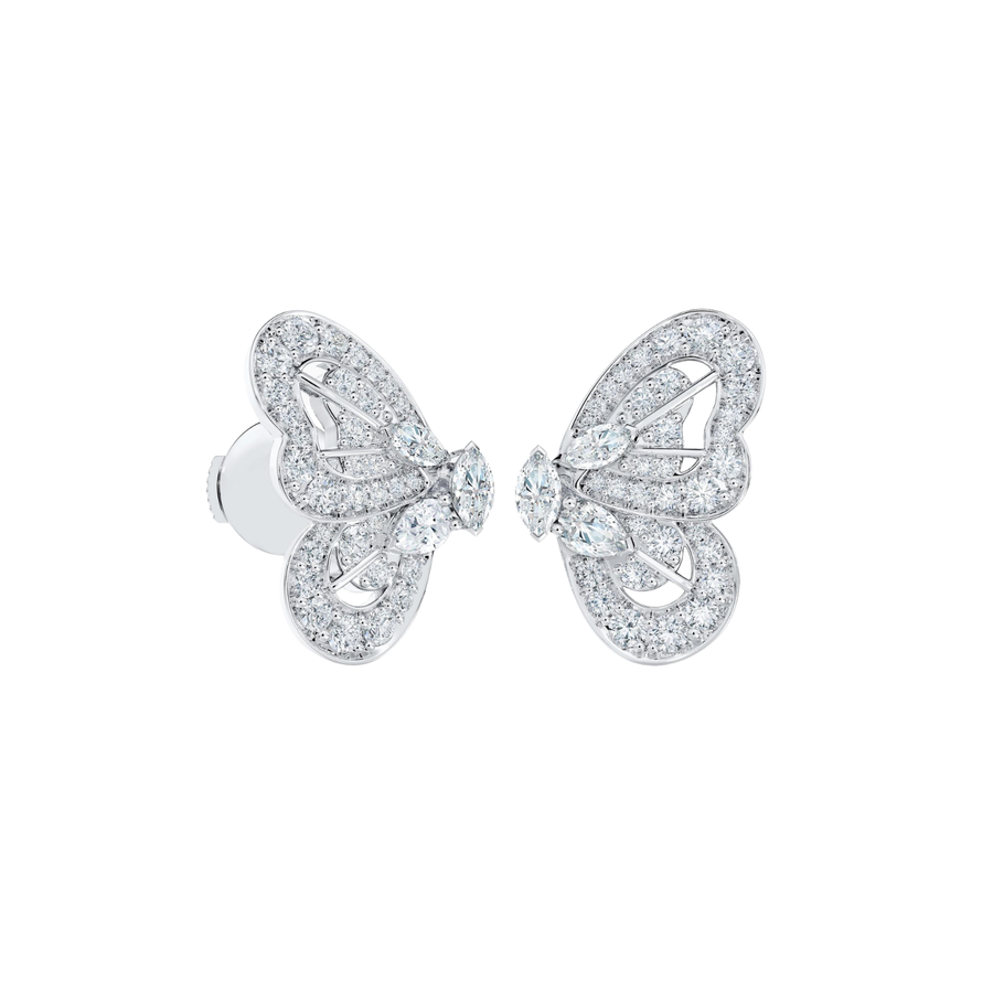 De Beers Portraits of Nature Butterfly Earrings in White Gold E10349800A000