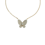 Butterfly Diamond Pavé Rose Gold Necklace-Butterfly Diamond Pavé Rose Gold Necklace