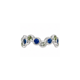 Moonlit Blue and Green Sapphire Zigzag White Gold Ring-Moonlit Blue and Green Sapphire Zigzag White Gold Ring