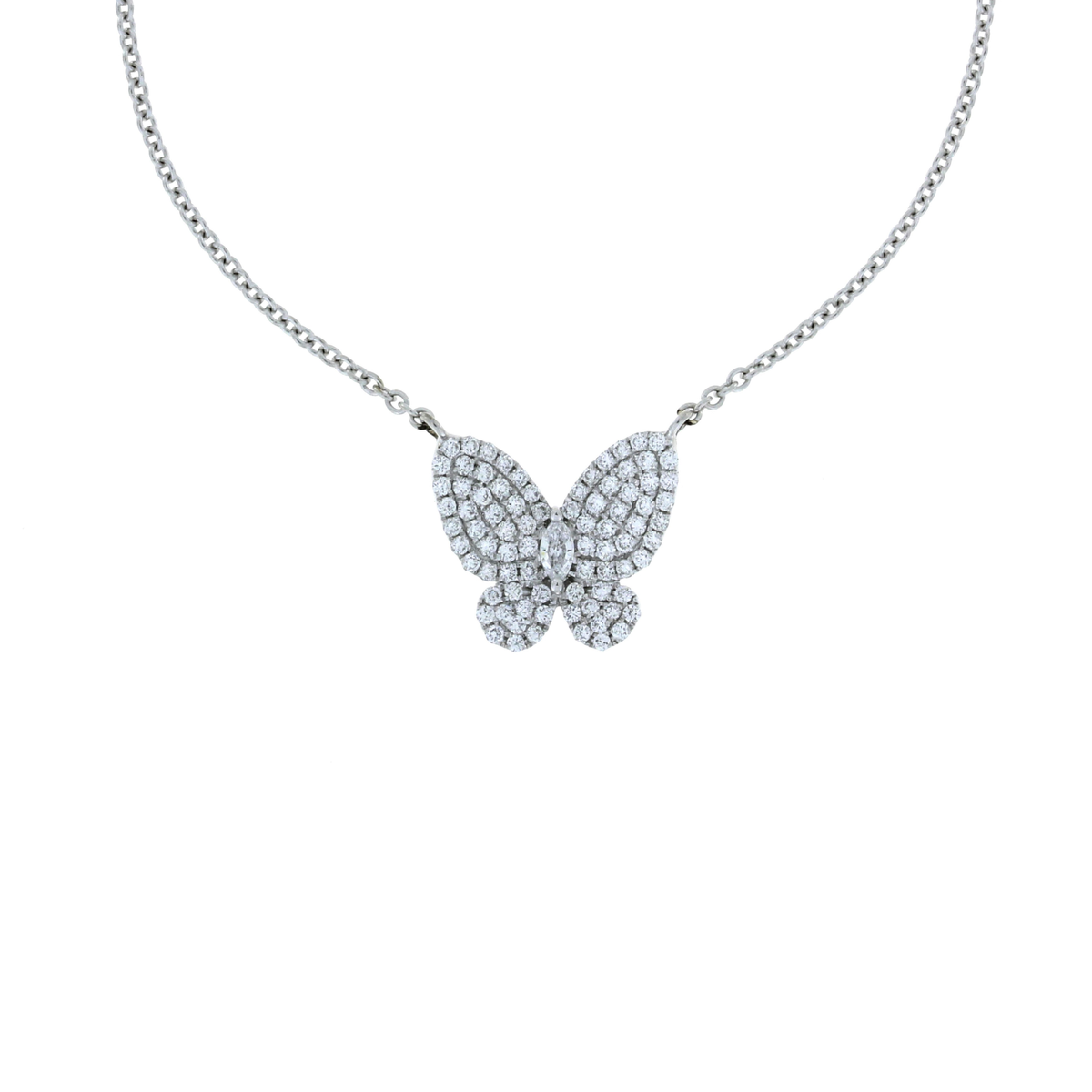 Butterfly Diamond Pavé White Gold Necklace
