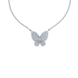 Small Butterfly Diamond Pavé White Gold Necklace-Small Butterfly Diamond Pavé White Gold Necklace