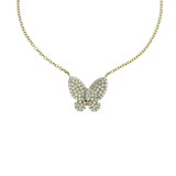 Small Butterfly Diamond Pavé Yellow Gold Necklace-Small Butterfly Diamond Pavé Yellow Gold Necklace