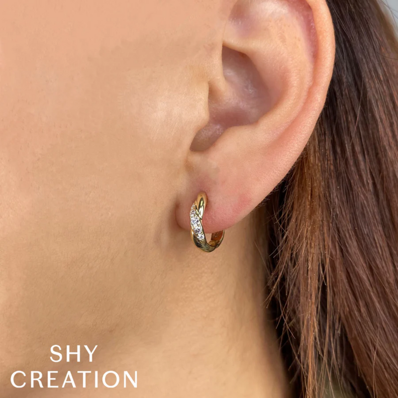 Shy Creation Diamond Huggie Earrings 0.23 CT-Shy Creation Diamond Huggie Earrings 0.23 CT - SC55025182