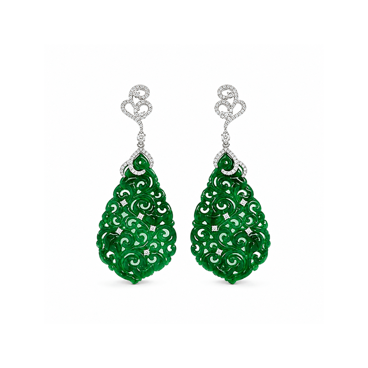 Jade Carved Dangle Earrings