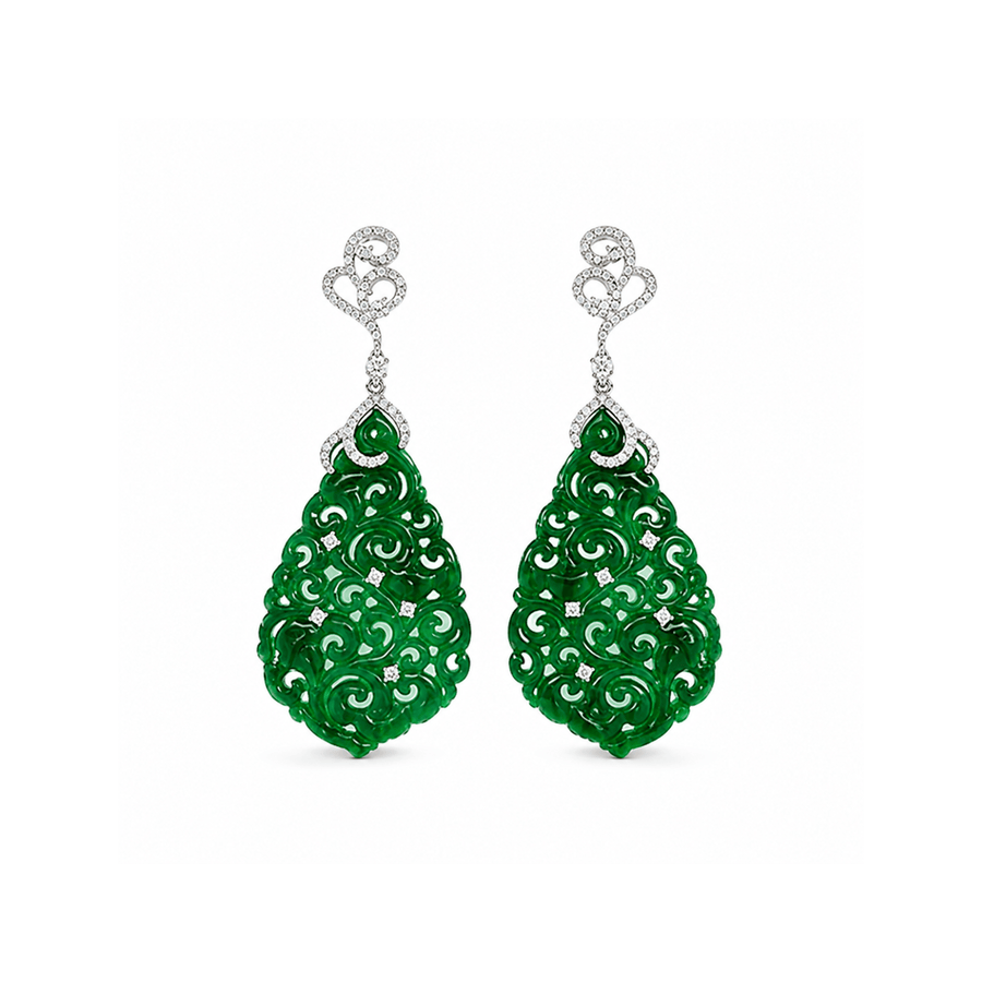 Jade Carved Dangle Earrings