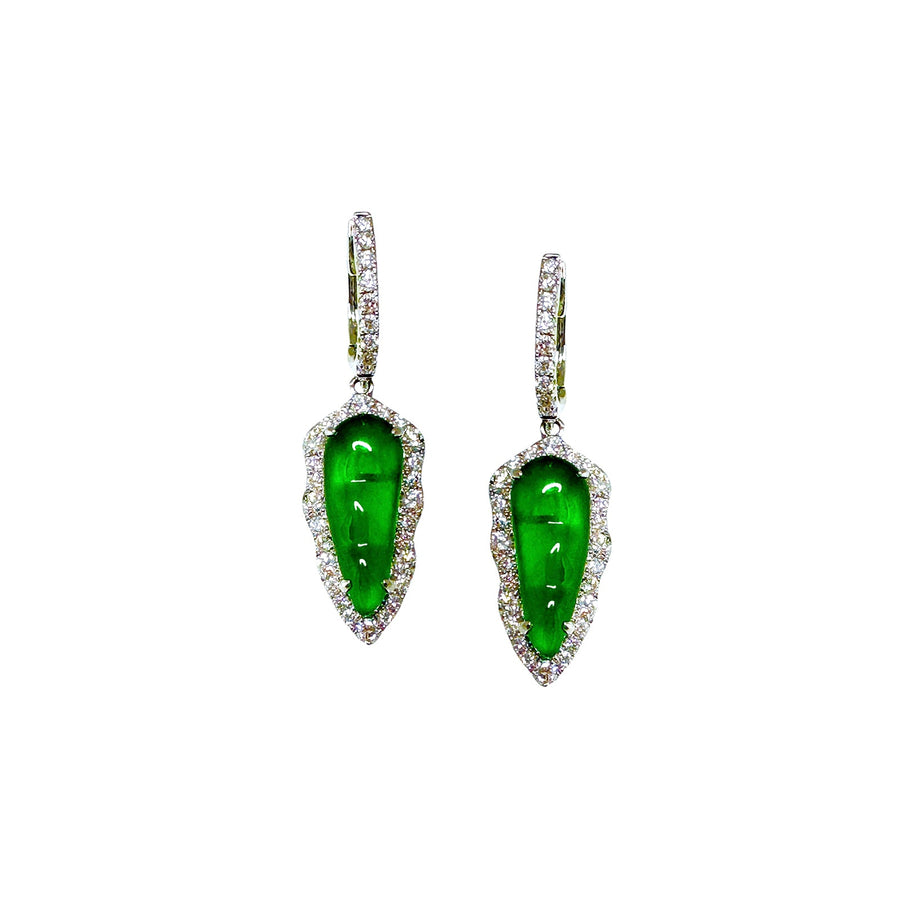 Jade Chili Diamond Drop Earrings - OETIJ00315