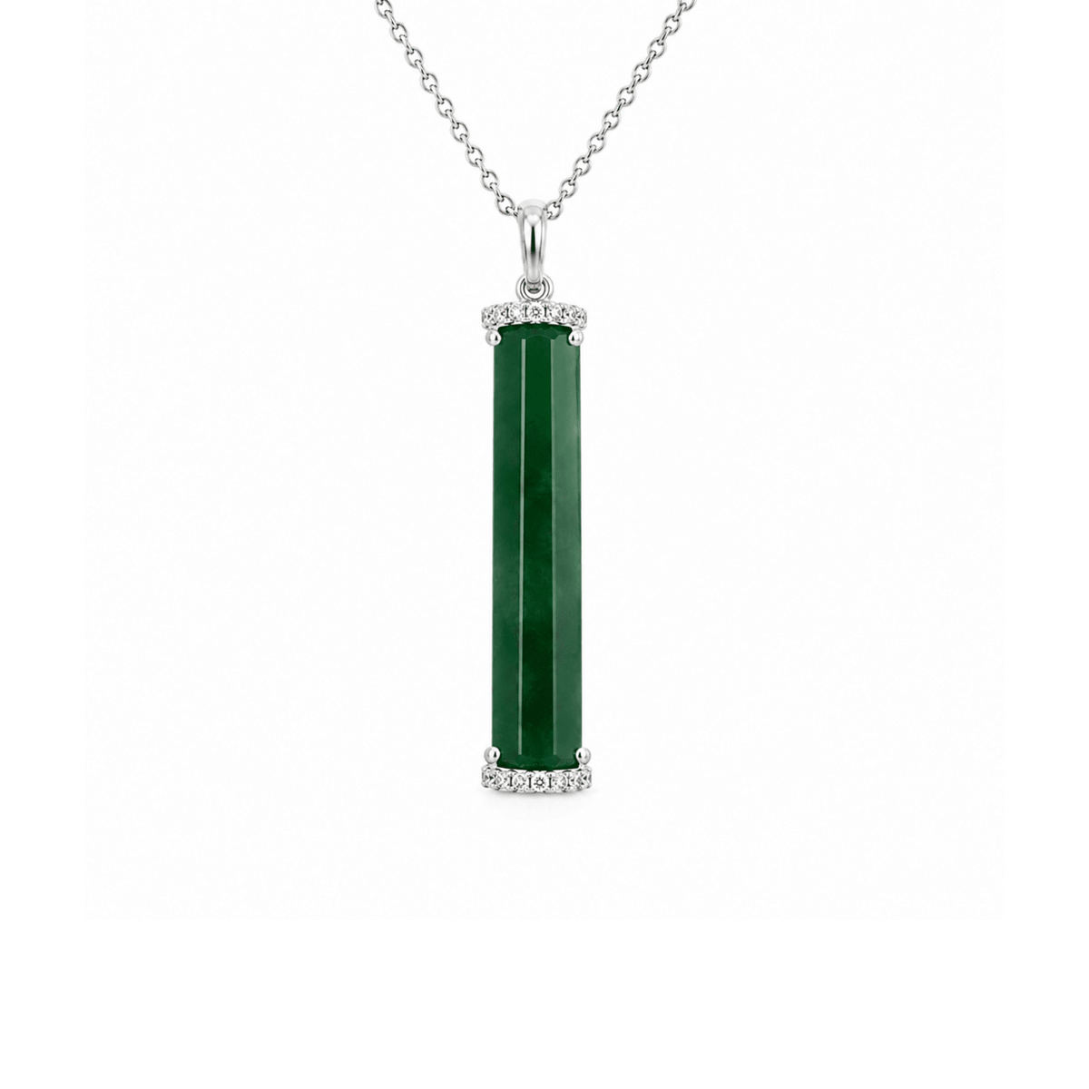 Jade Diamond Bar Pendant and Chain