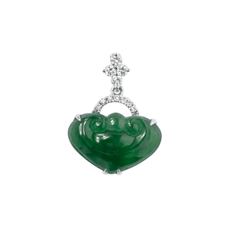 Jade Diamond Pendant and Chain-Jade Diamond Pendant and Chain - ONNEL00760