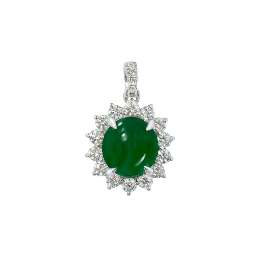 Jade Diamond Pendant and Chain - ONNEL00828
