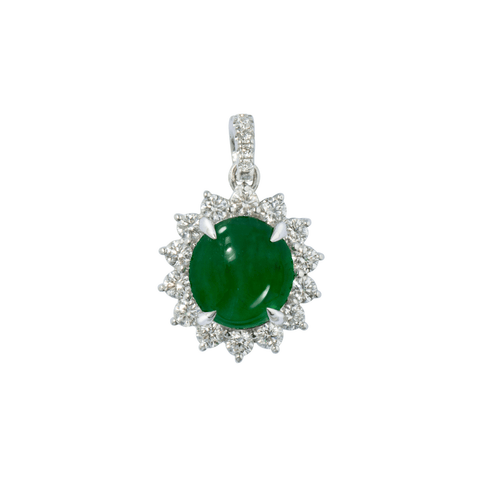 Jade Diamond Pendant and Chain-Jade Diamond Pendant and Chain - ONNEL00828