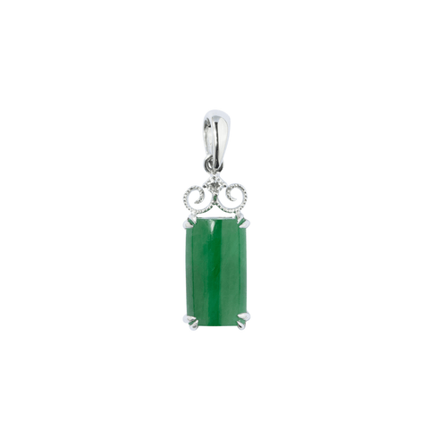 Jade Diamond Pendant and Chain-Jade Diamond Pendant and Chain - ONNEL00836