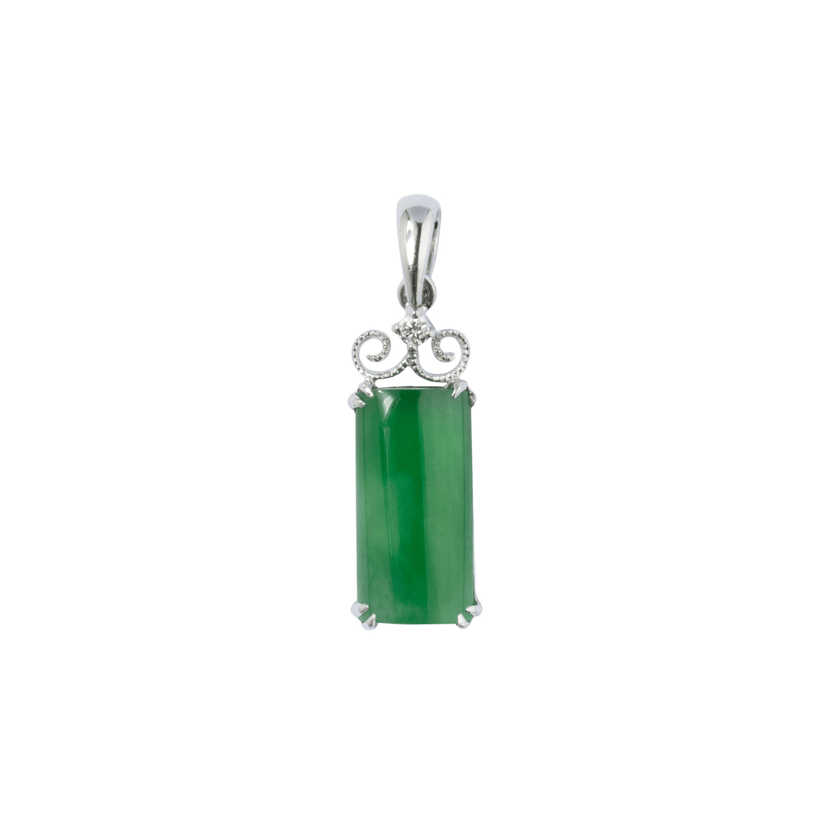Jade Diamond Pendant and Chain - ONNEL00844