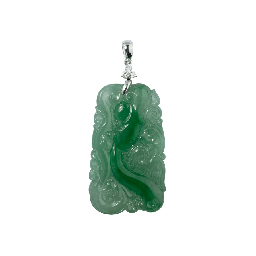 Jade Diamond Pendant and Chain - ONNEL00943