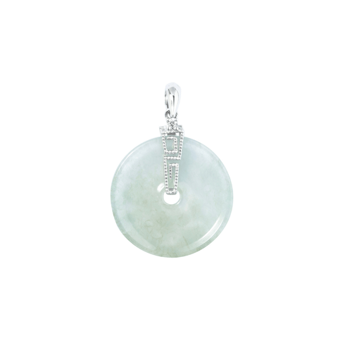 Jade Disc Diamond Pendant and Chain-Jade Disc Diamond Pendant and Chain - ONNEL00737