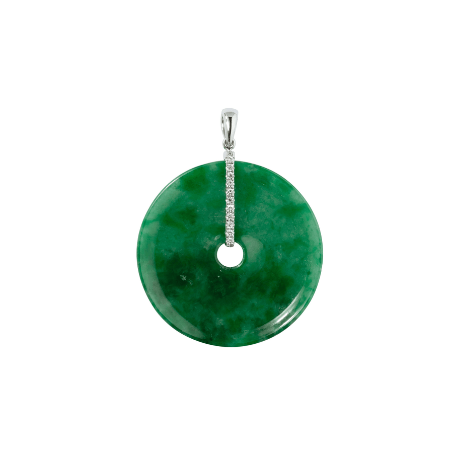 Jade Disc Diamond Pendant and Chain - ONNEL00786
