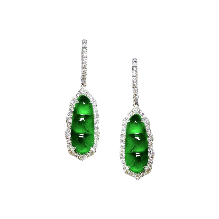 Jade Pea Diamond Drop Earrings - OETIJ00307