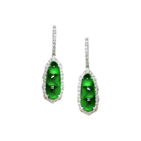 Jade Pea Diamond Drop Earrings-Jade Pea Diamond Drop Earrings - OETIJ00307
