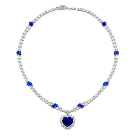 JB Star Heart-Shaped Sapphire Diamond Necklace-JB Star Heart - Shaped Sapphire Diamond Necklace - 1646/008