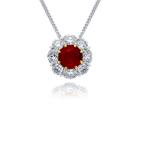 JB Star Platinum Diamond Ruby Necklace-JB Star Platinum Diamond Ruby Necklace - 7283/018