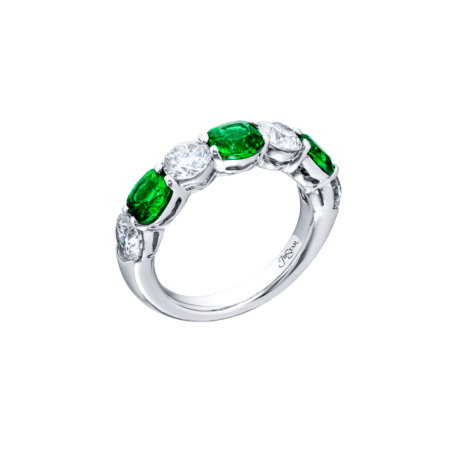 JB Star Platinum Emerald Diamond Band - 2621/037