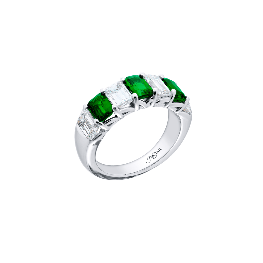JB Star Platinum Emerald Diamond Band - 3257/003