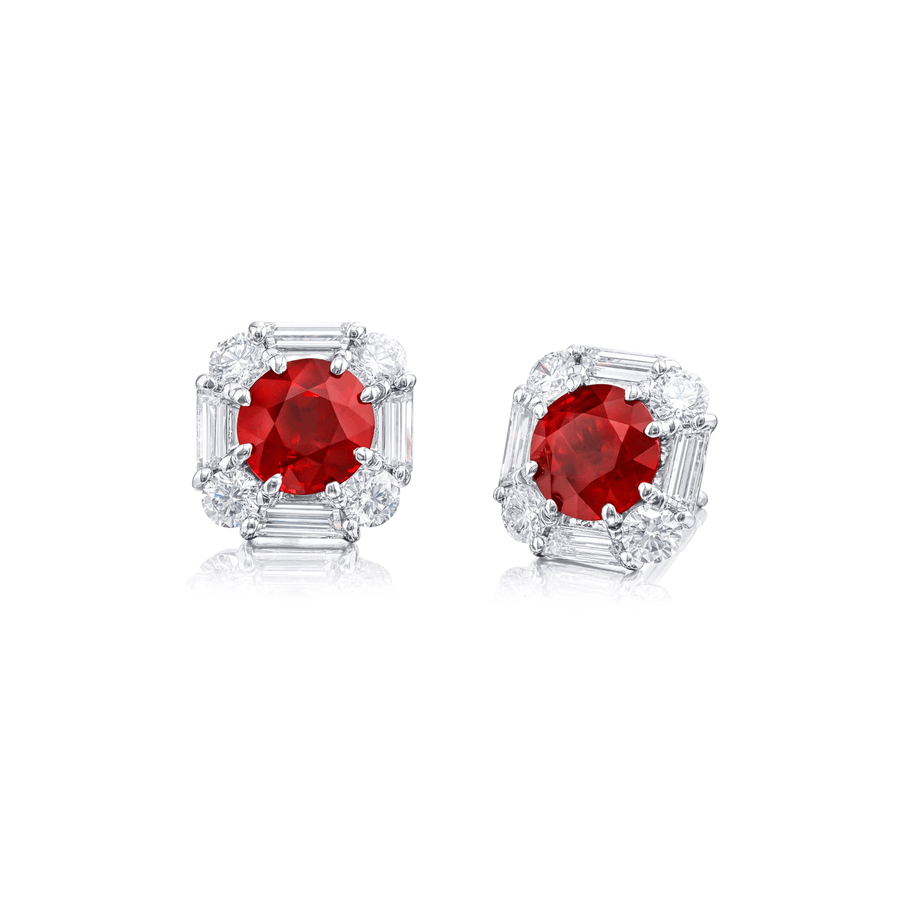 JB Star Platinum Ruby Diamond Earrings 1621/019