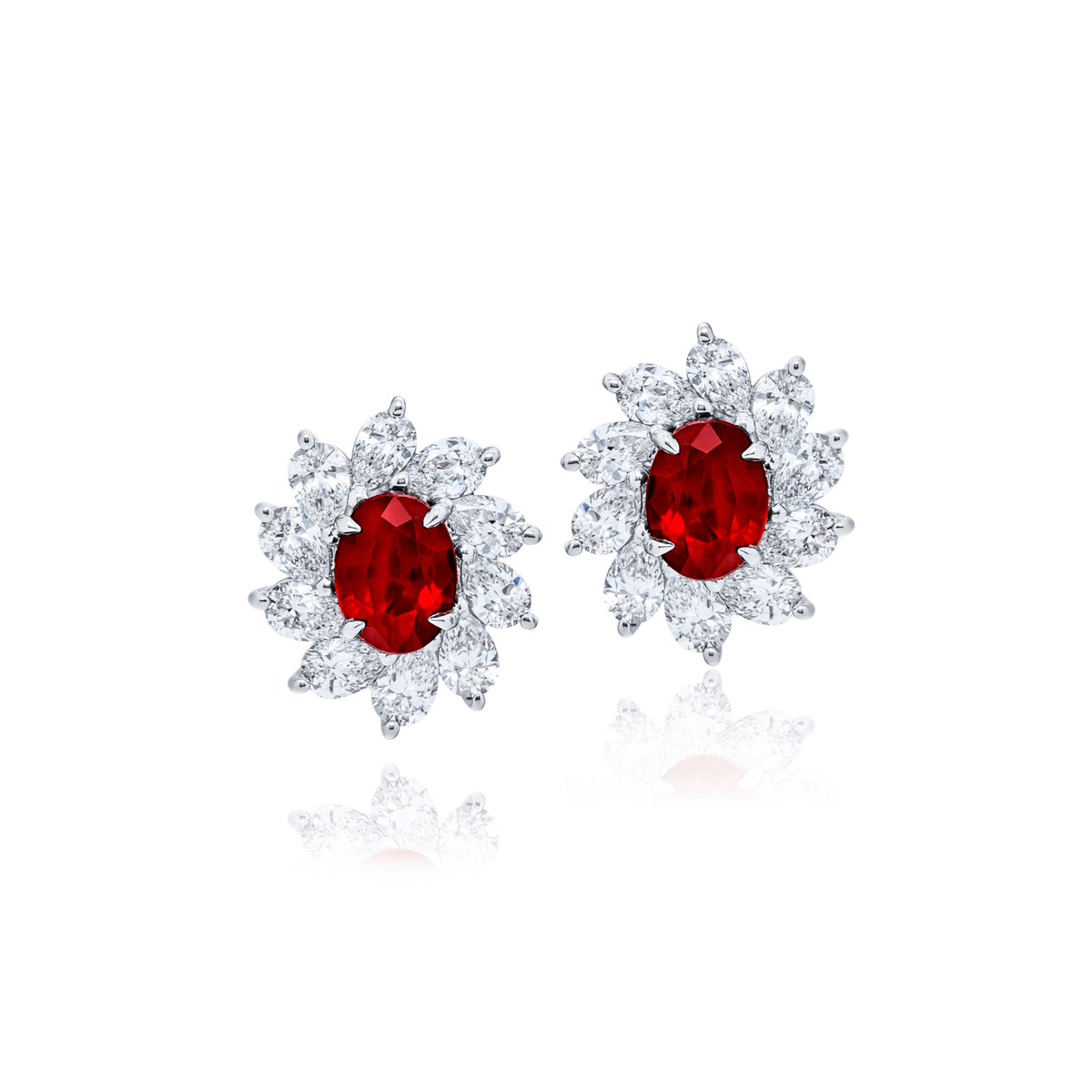 JB Star Platinum Ruby Diamond Earrings 3312/001