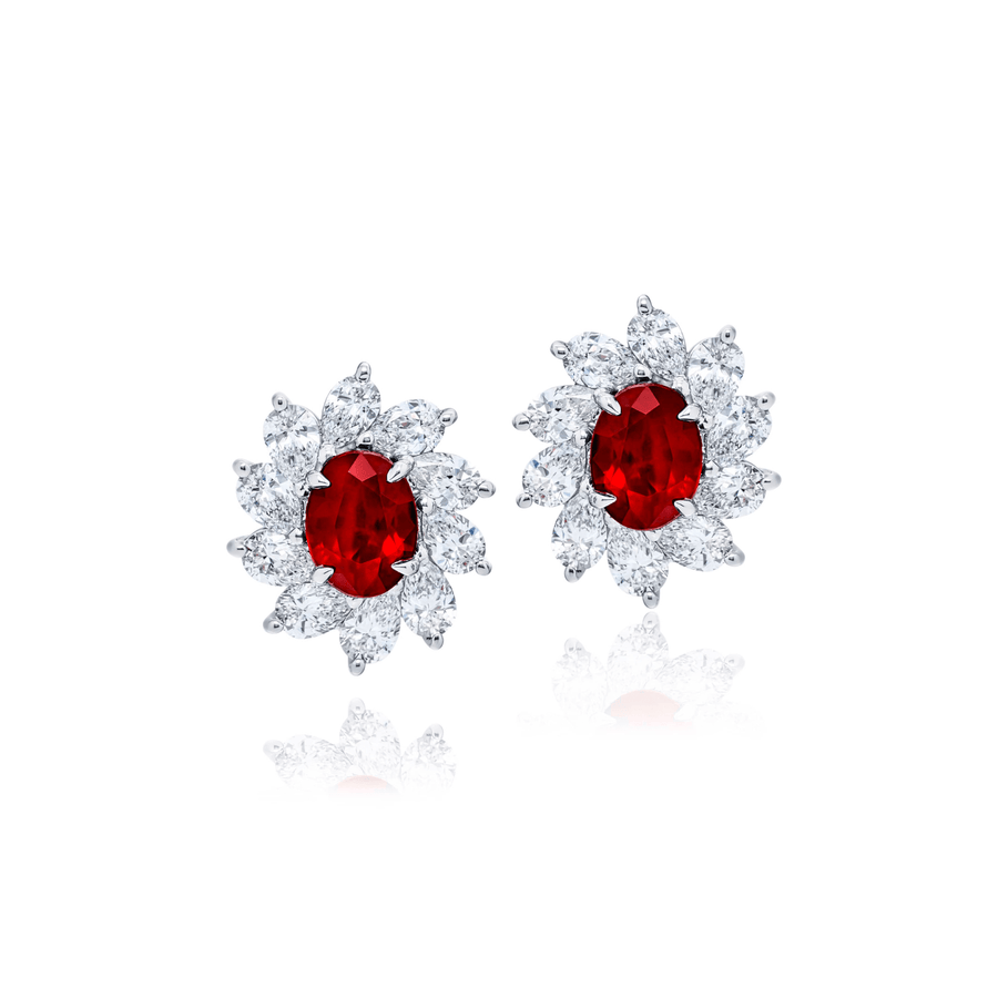 JB Star Platinum Ruby Diamond Earrings 3312/001