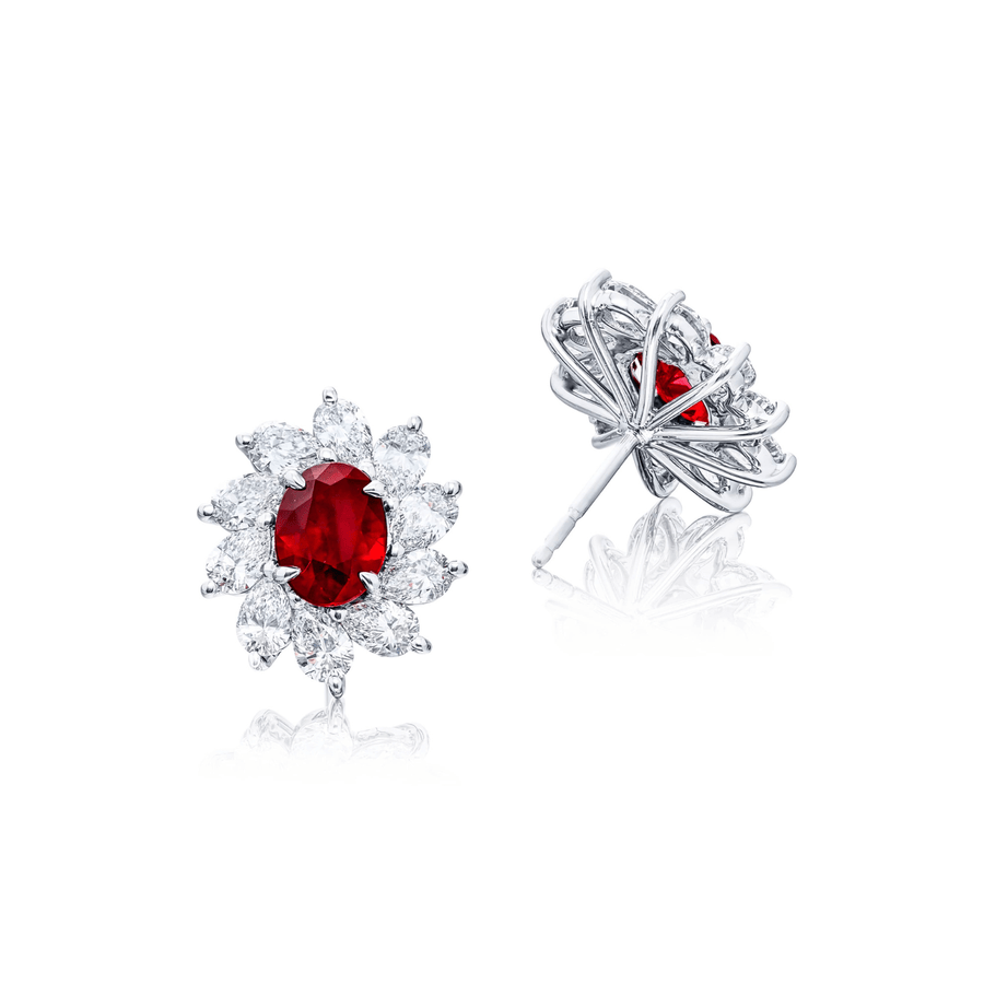 JB Star Platinum Ruby Diamond Earrings 3312/001