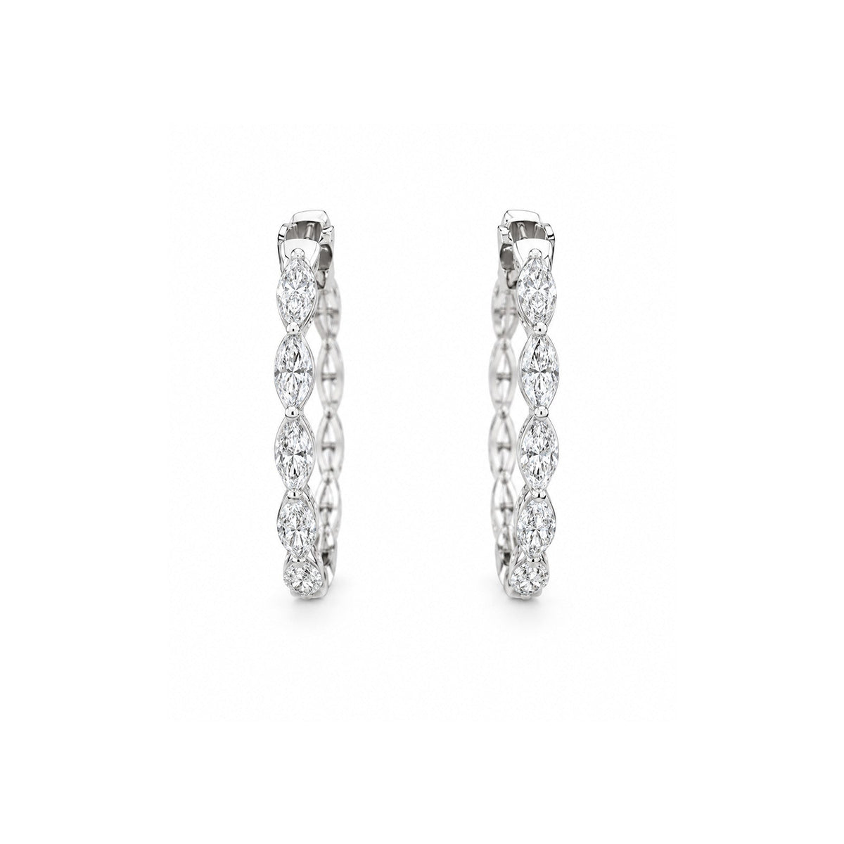Marquise Cut Diamond Hoop Earrings