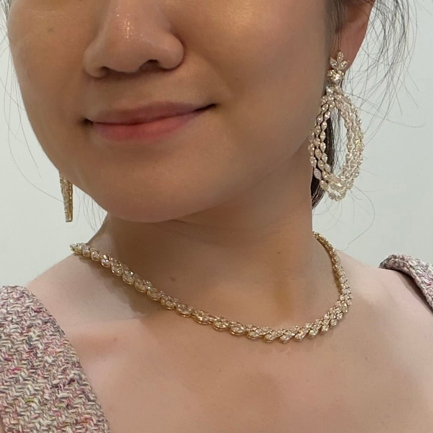 Marquise Cut Diamond Triple Row Oval Drop Earrings - DEODE05844