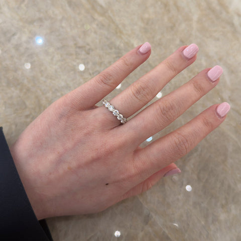 Memoire 9 Stone Diamond Half Way Band-Memoire 9 Stone Diamond Half Way Band